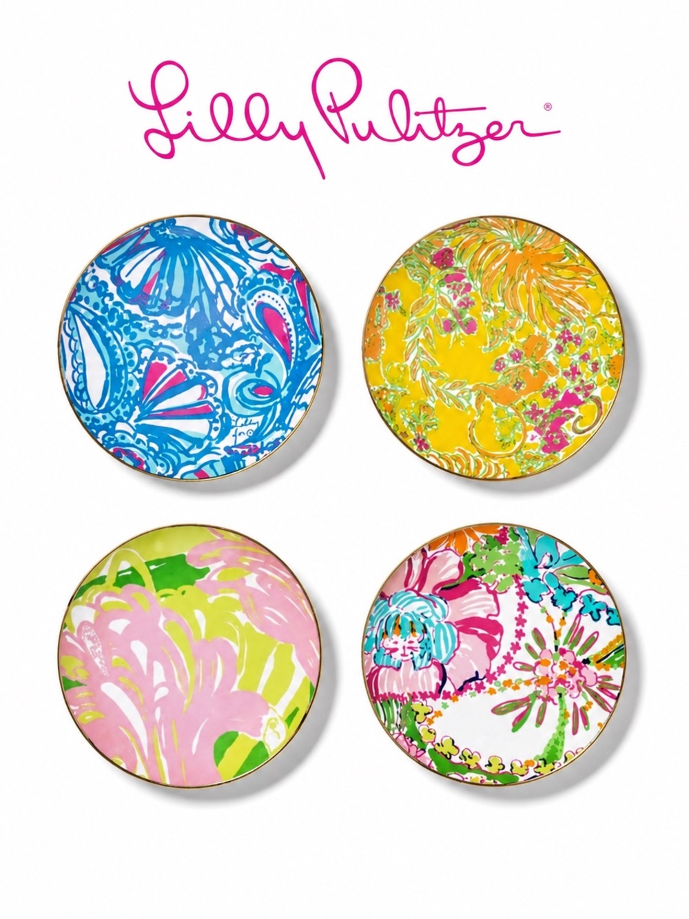 Lilly Pulitzer Floral Enamel Decorative Plate Set - Multicolor